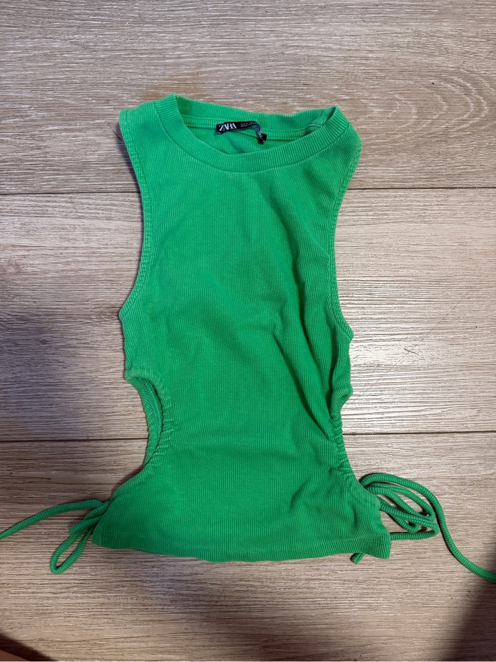 Zara Green Ribbed Side-Tie Tank